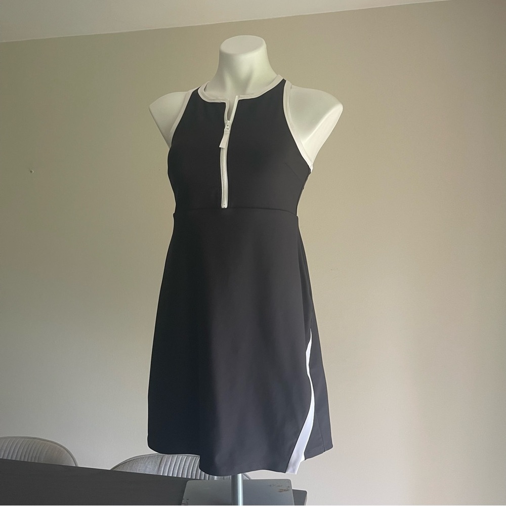 Black and White Sleeveless Athletic Dress